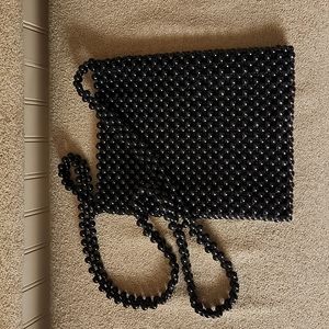 EUC Vintage black beaded purse oth interior very clean
